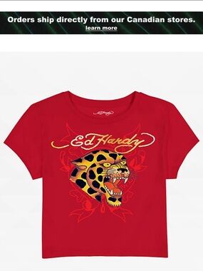 Ed Hardy crop T-shirt leopard cherry M 🐆